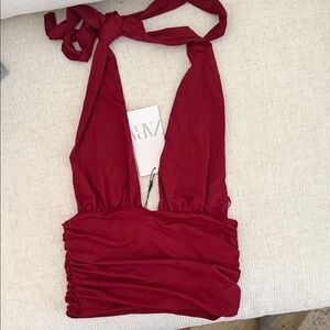 Zara Burgundy Red Top NWT